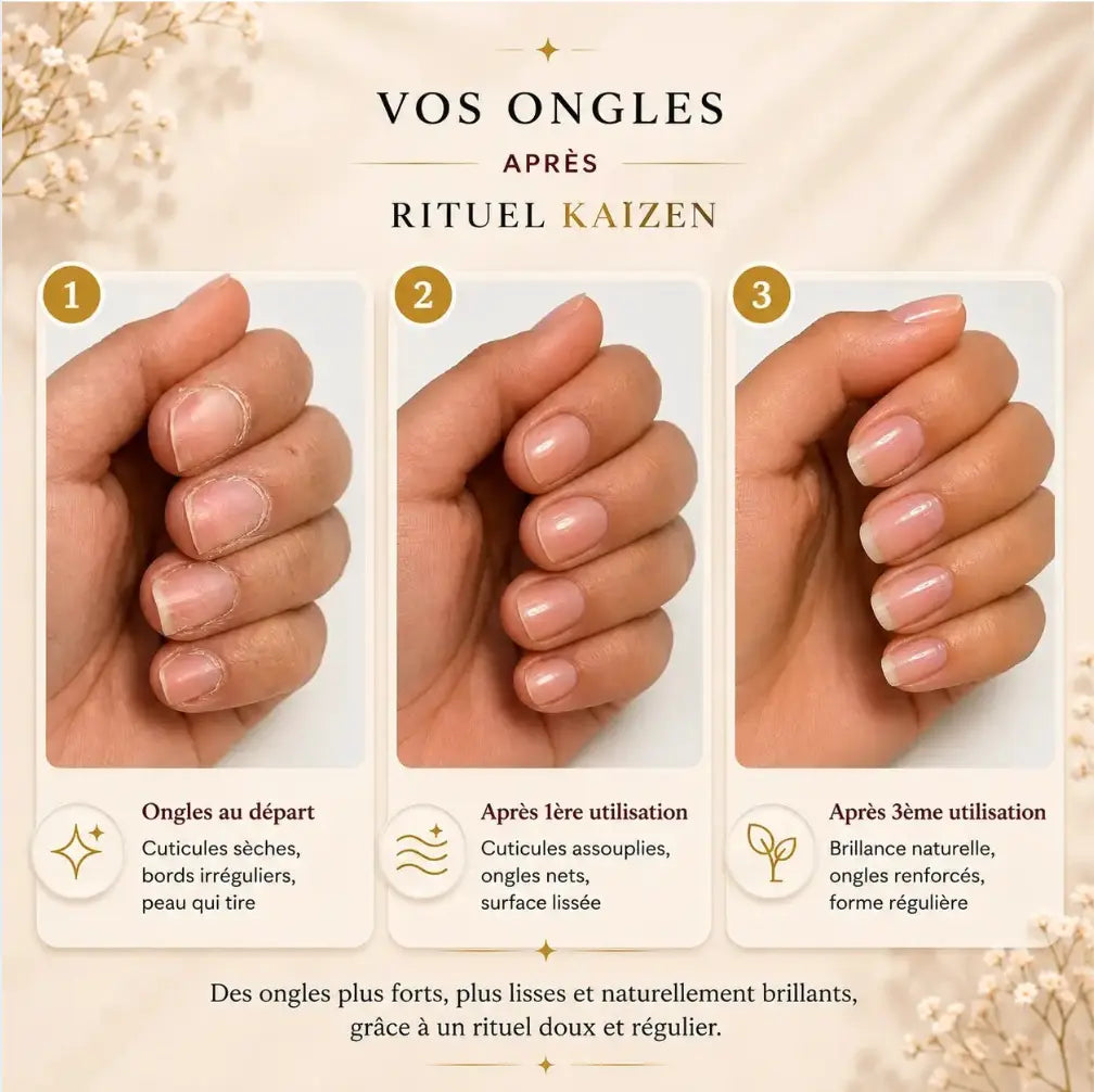 Progression de la brillance des ongles avec Rituel Kaizen